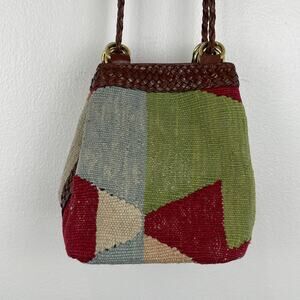 Bohemian Canvas/Leather Crossbody Bag by LJ Simone GUC